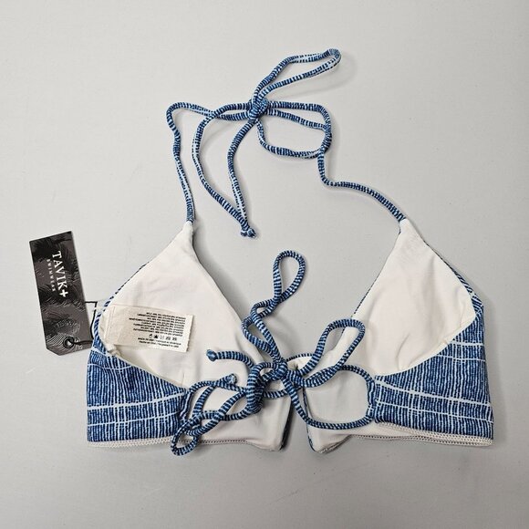 Tavik Size Small Blue And White Cassis Halter Bikini Top Swim Removable Cups - Picture 4 of 5
